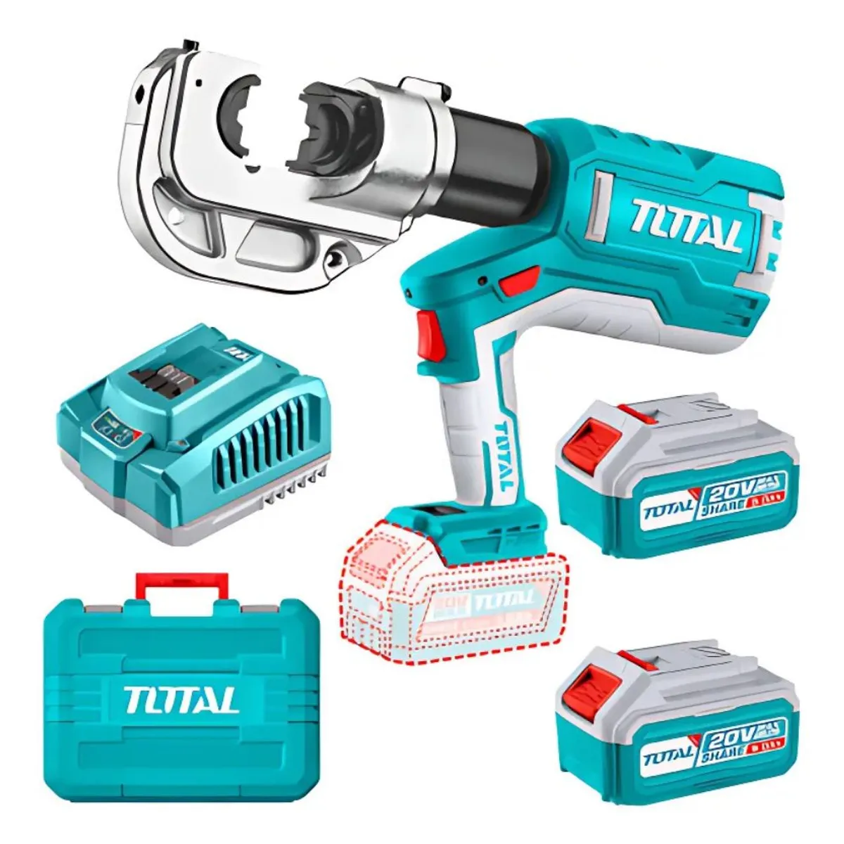 TOTAL TOOLS - Crimpeadora LI-ION 20v 16-400MM2 con Bateria 2X50Ah LED - TCTLI2005