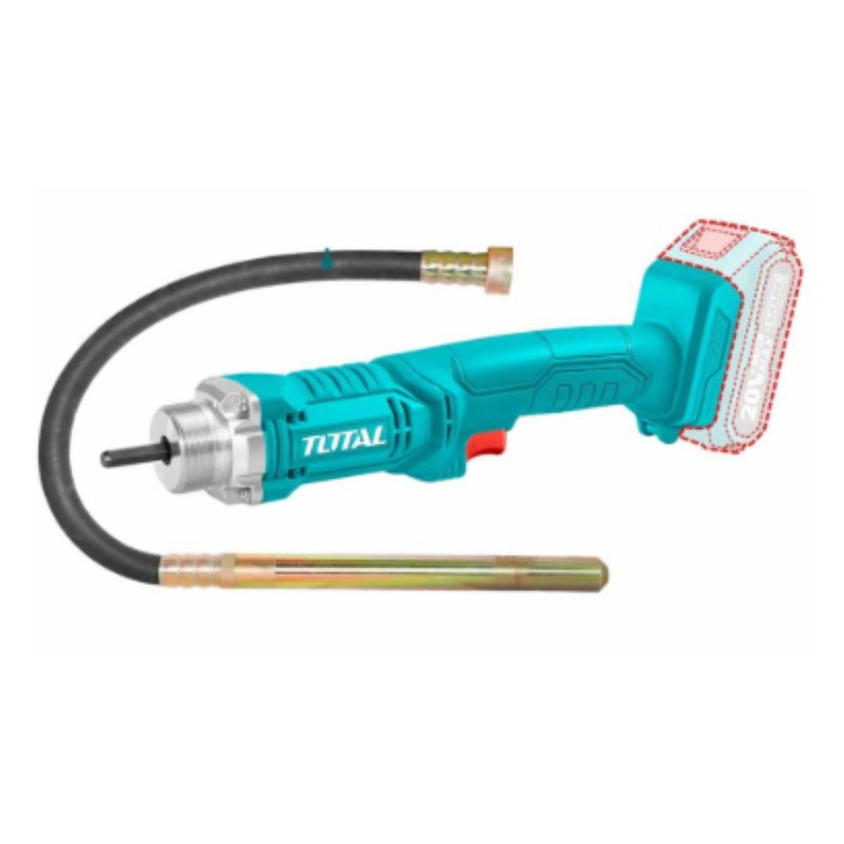 TOTAL TOOLS - Vibrador de Concreto LI-ION 20v Bateria 1X20AH - TCVLI2023011
