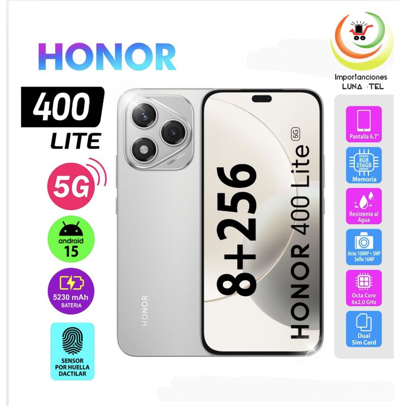 HONOR - CELULAR HONOR 400 LITE 5G SILVER  8RAM 256GB
