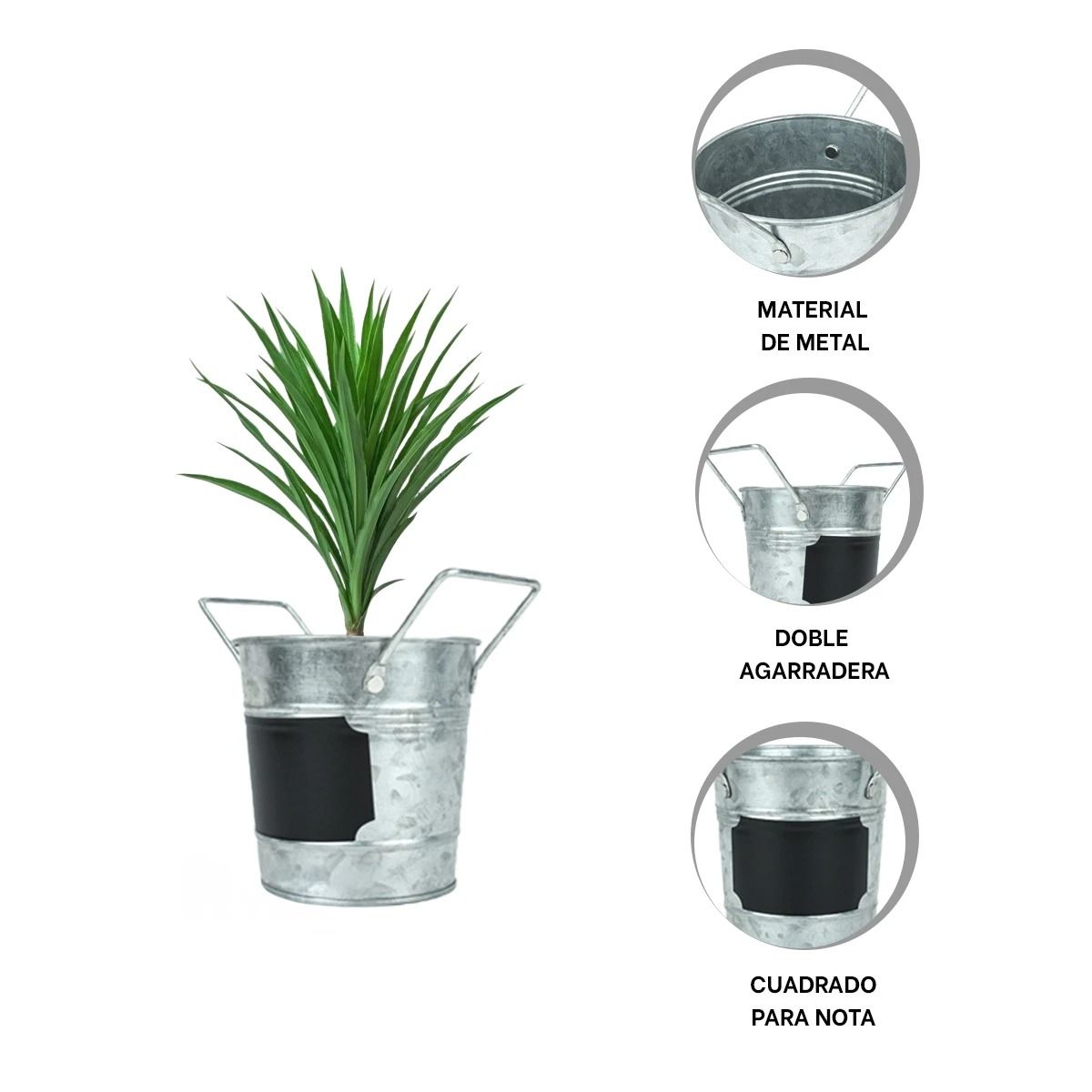 RYBIU IMPORT - Macetero Nota Rectangular en Plateado Y+Regalo Stickers