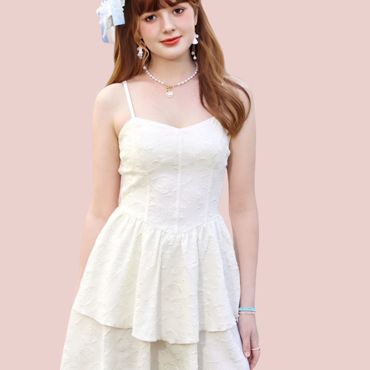 GENERICO - VESTIDO LOLITAS CON VOLANTES CREMA