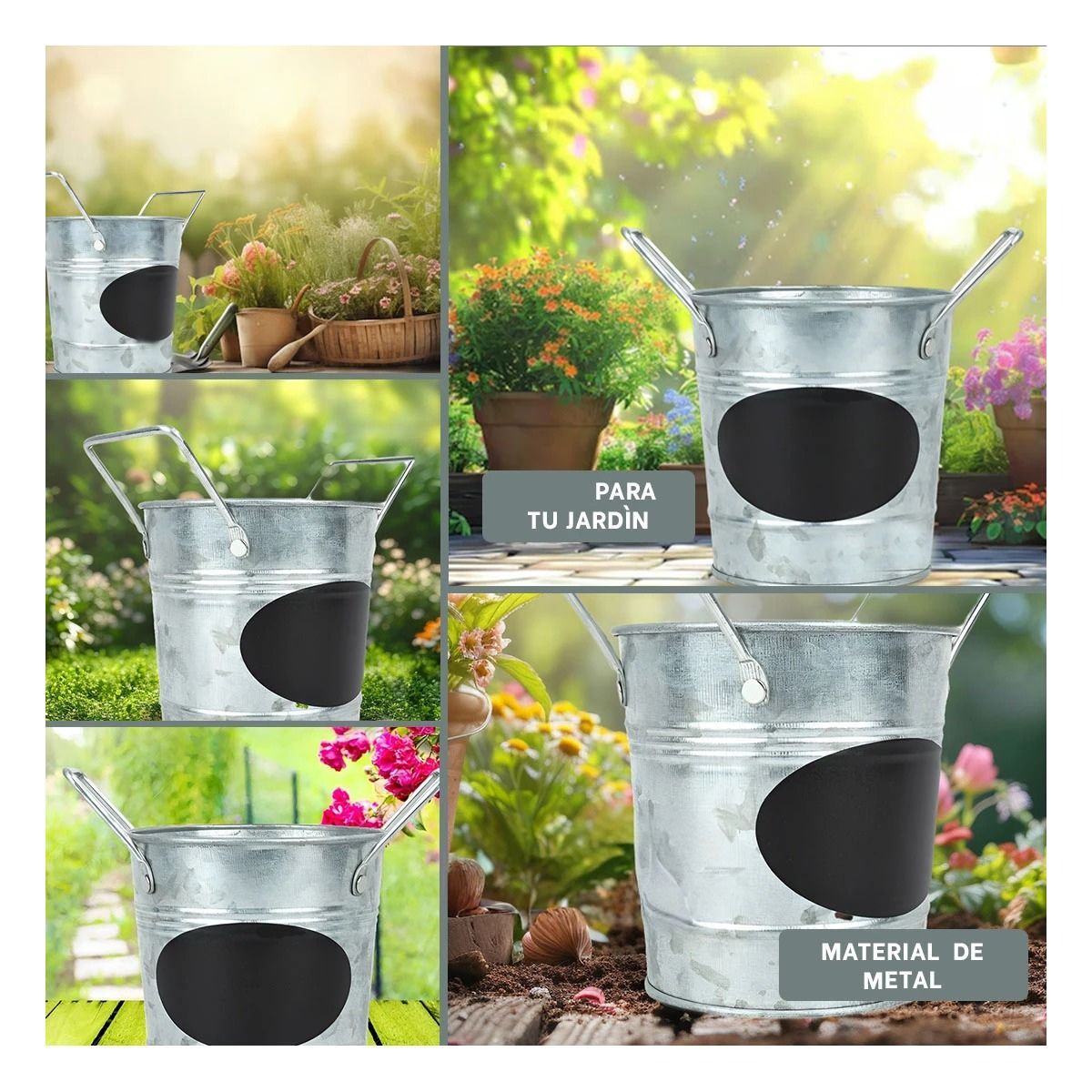 RYBIU IMPORT - Macetero Cuadro Nota Ovalada en Plateado Y+Regalo Stickers