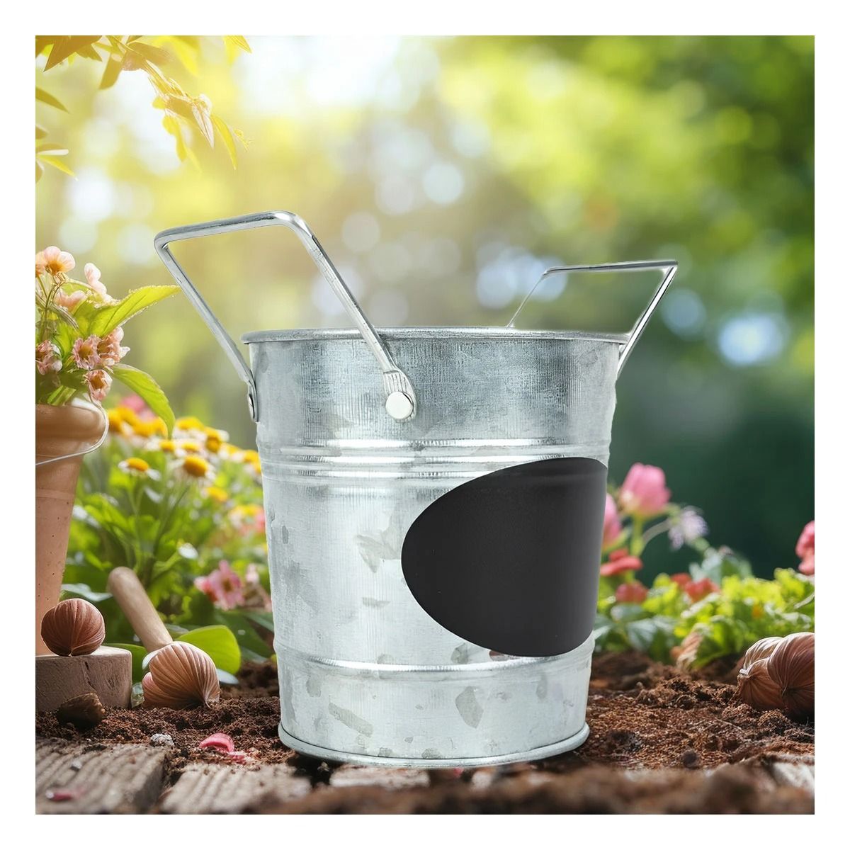 RYBIU IMPORT - Pack2 Macetero Nota en Ovalado Plateado Y+Papel de Regalo