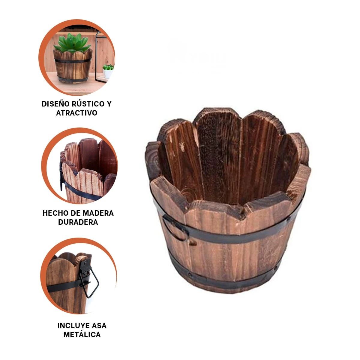 RYBIU IMPORT - Pack6 Vasija Rural para Flores Marron 12cm Y+Papel de Regalo