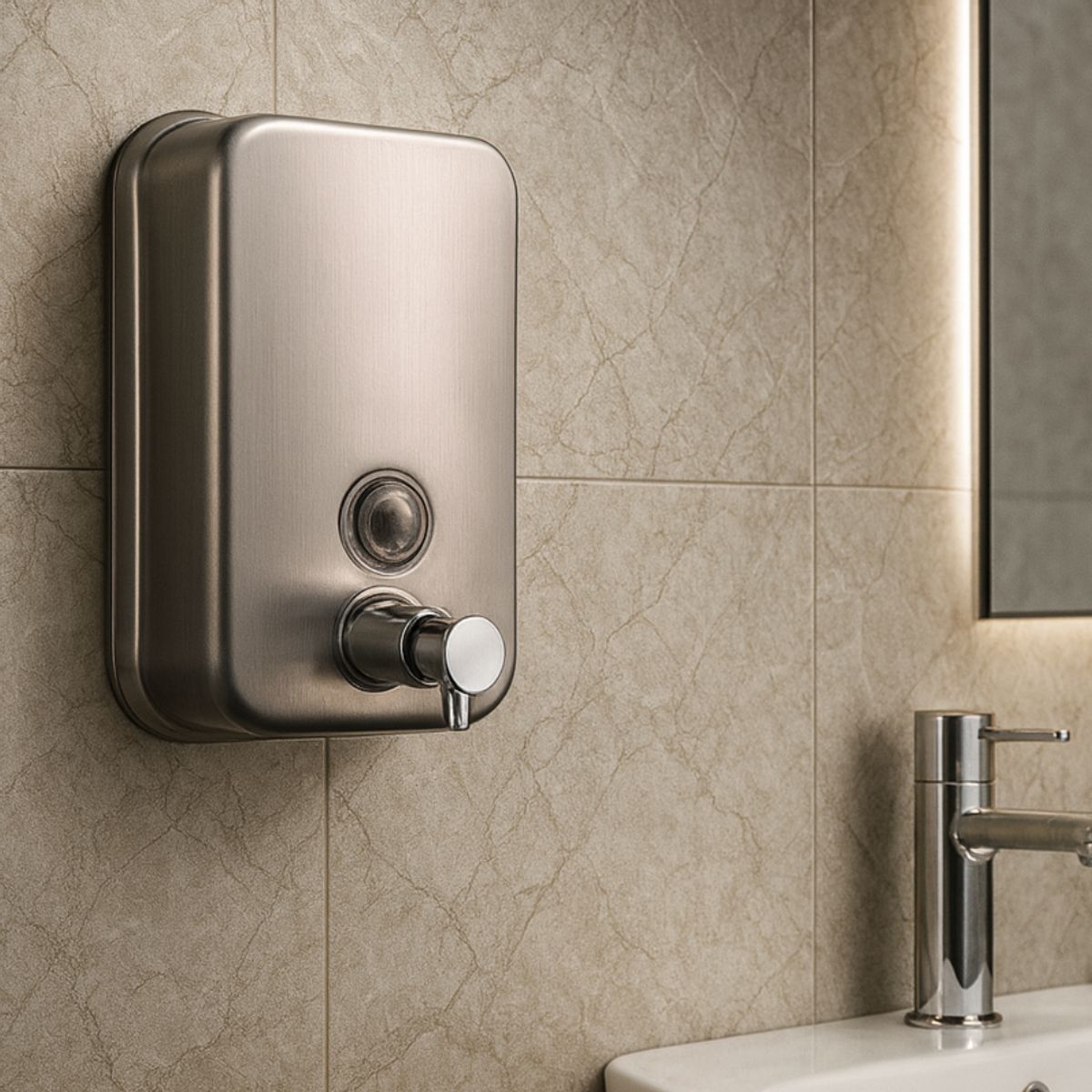 GENERICO - Dispensador de Jabón Líquido de 500 ml de Acero Inoxidable