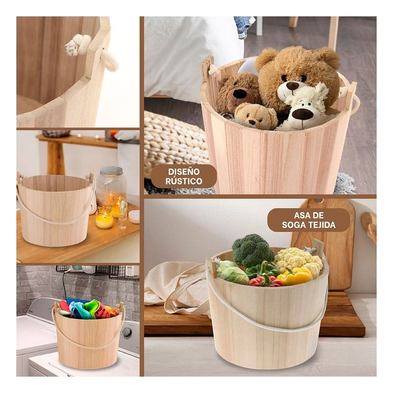 RYBIU IMPORT - Recipiente Util con Cuerda en 24x20cm Y+Ligas de Regalo