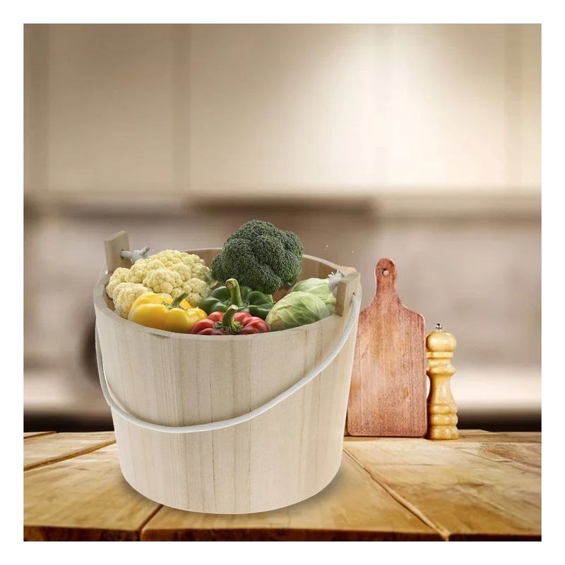 RYBIU IMPORT - Pack2 Cubeta 24x20cm con Asa de Soga Tejida en Tono Madera