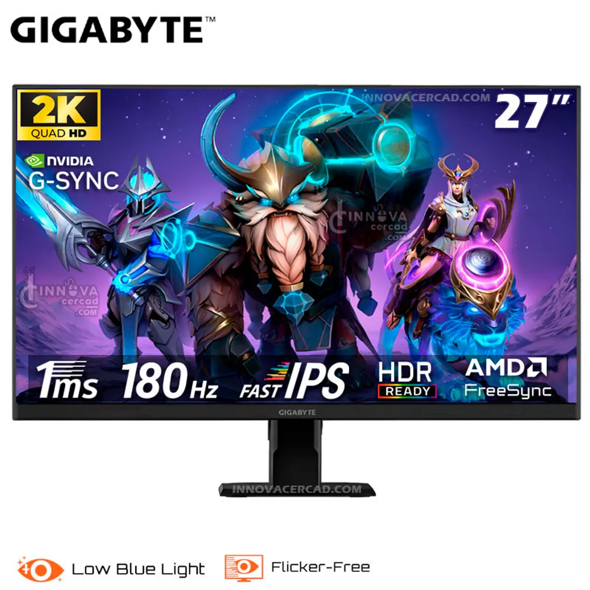 GIGABYTE - Monitor Gigabyte GS27QA 27 IPS 2K QHD 180HZ 1ms FreeSync G-Sync