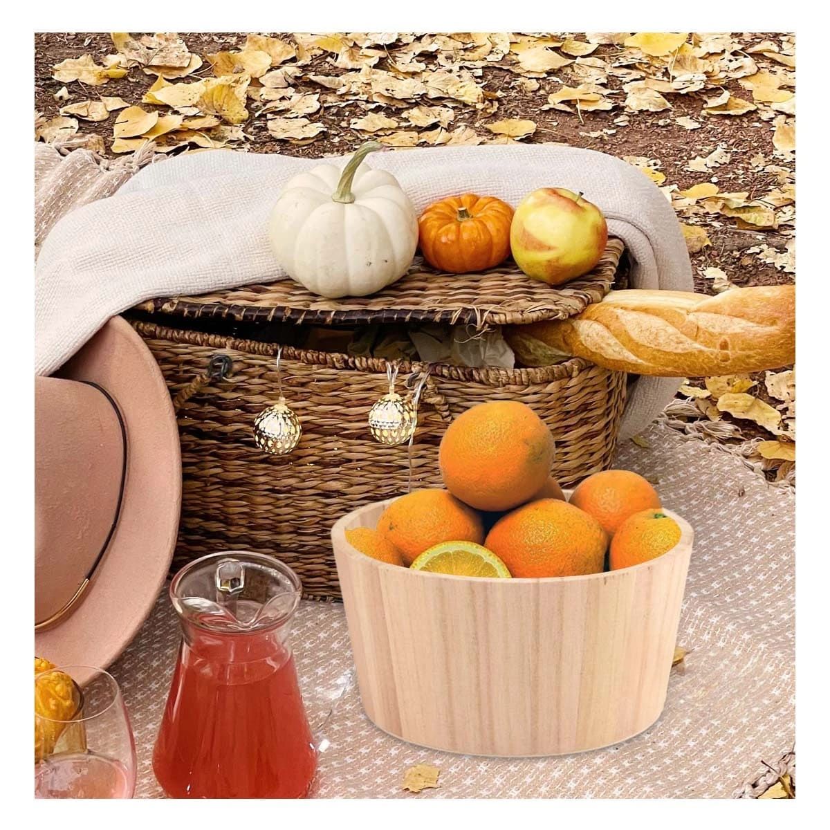 RYBIU IMPORT - Pack4 Recipiente de Madera 24x11cm Y+Papel de Regalo