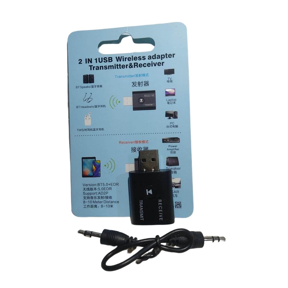 SEISA - Adaptador Receptor Bluetooth Audio Usb 5.0 2 Rx Tx Pc Laptop Tv Auto