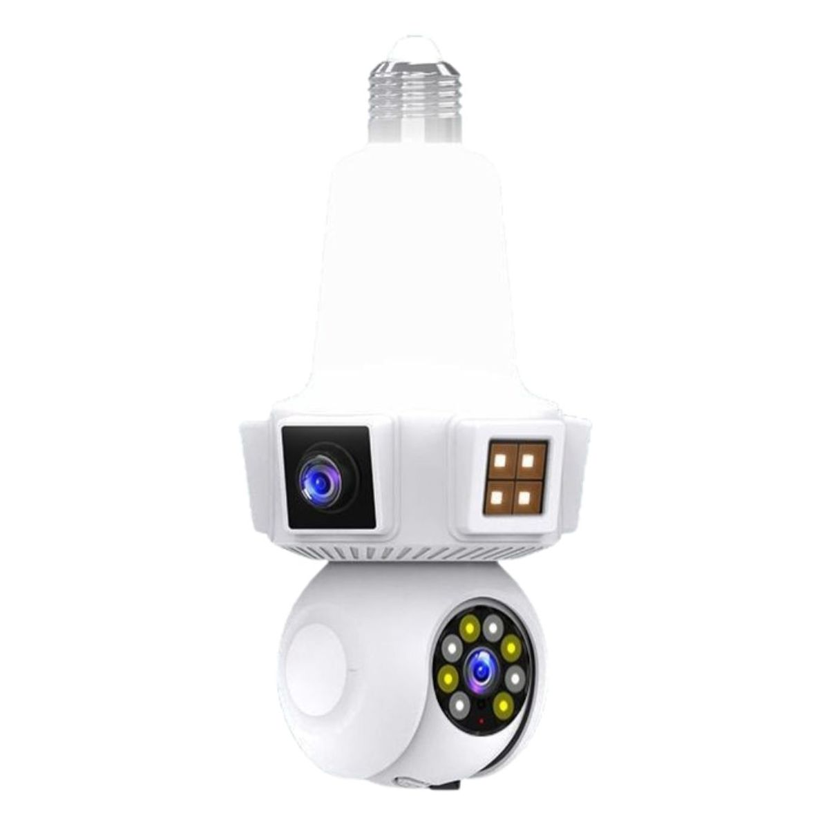 GENERICO - Foco Cámara WiFi 360° HD con Triple Lente Visión Nocturna Sensor y Audio