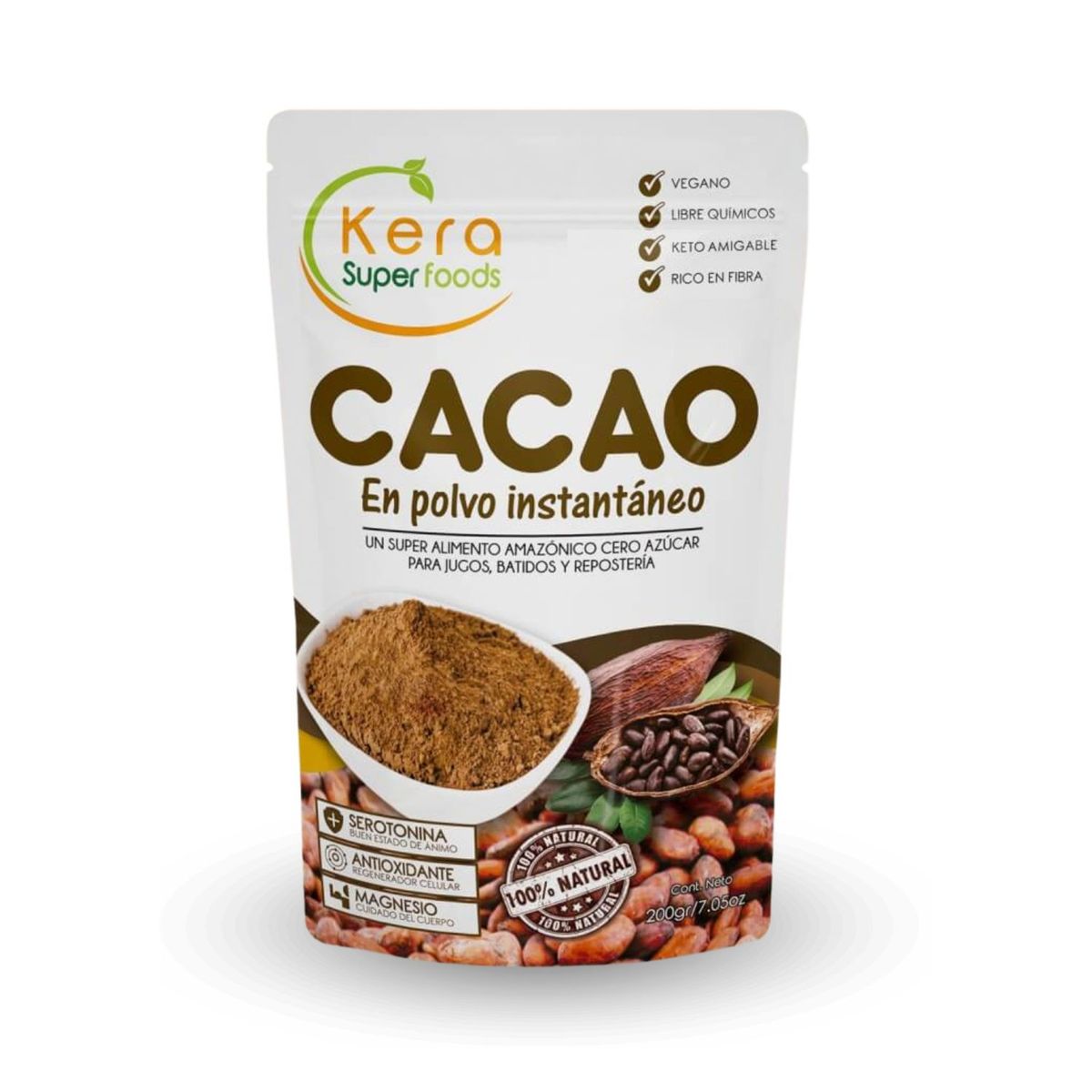 KERA SUPERFOODS - CACAO EN POLVO 200G - KERA SUPERFOODS