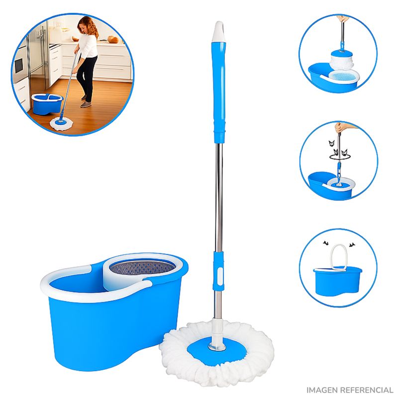 INSPIRA MARKET - Trapeador con Balde Centrifugador Escurridor Giratorio