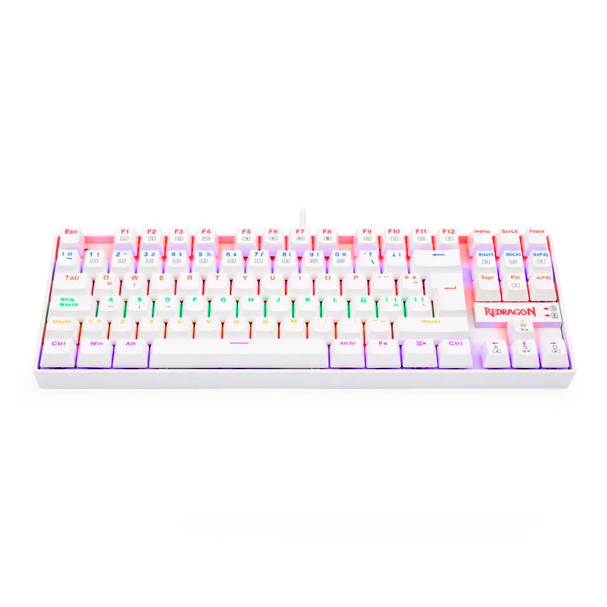 REDRAGON - Teclado Mecánico Redragon K552W-KR-SP Kumara Rainbow White Español