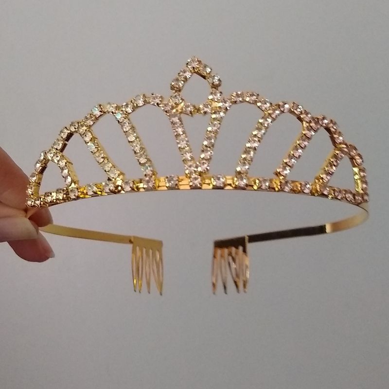 GENERICO - Corona tiara dorada mediana cumpleaños princesa Sky