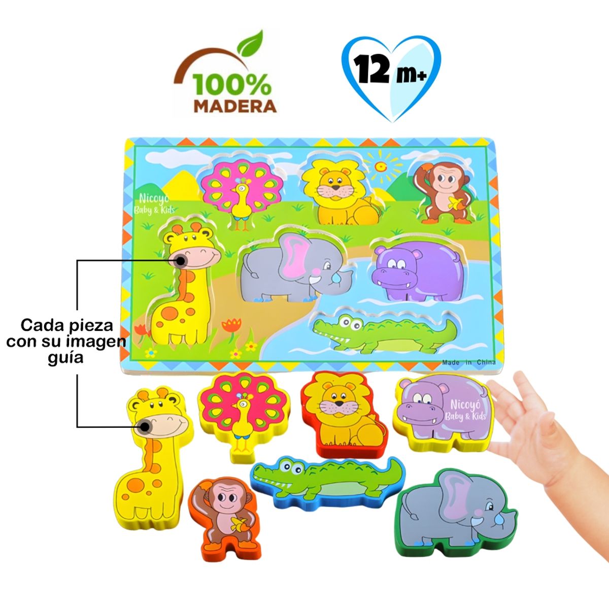 EDUCA - Rompecabezas de Encaje en Alto Relieve - Animales Selva MOD1