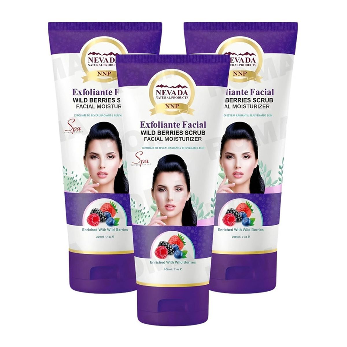 NEVADA NATURAL PRODUCTS - PACK 3 EXFOLIANTE FACIAL FRUTOS DEL BOSQUE 200ML NEVADA