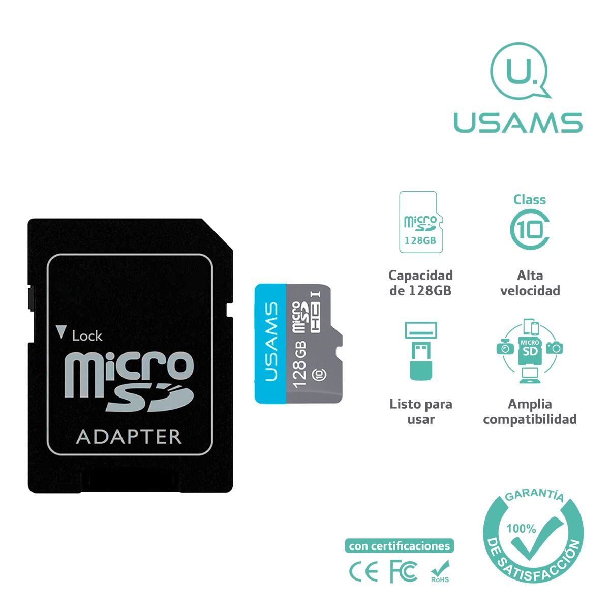 USAMS - Tarjeta Memoria Micro SD USAMS HighSpeed 128 Gb + Adaptador