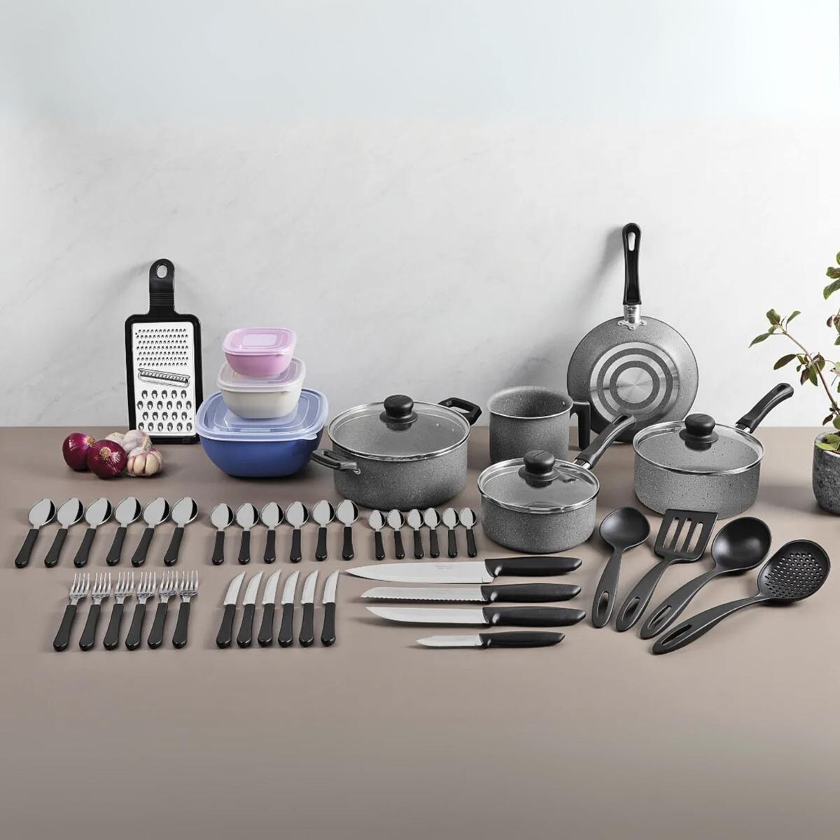 TRAMONTINA - Juego de Utensilios Acero Inoxidable Linz x 44 piezas-Tramontina