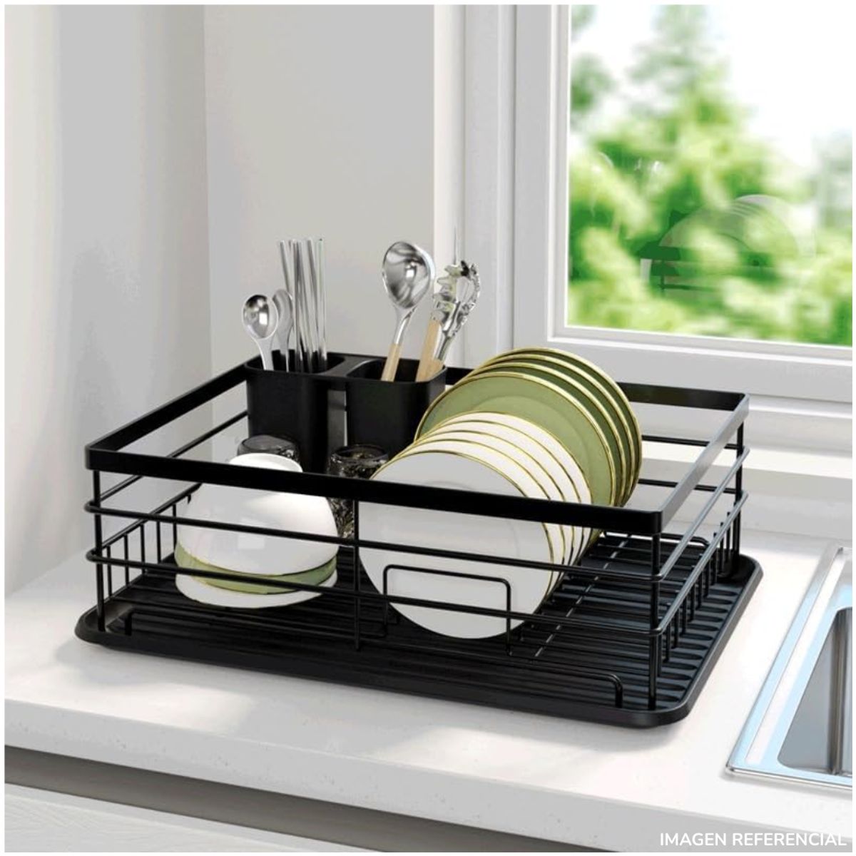 INSPIRA MARKET - Escurridor de platos metal Negro