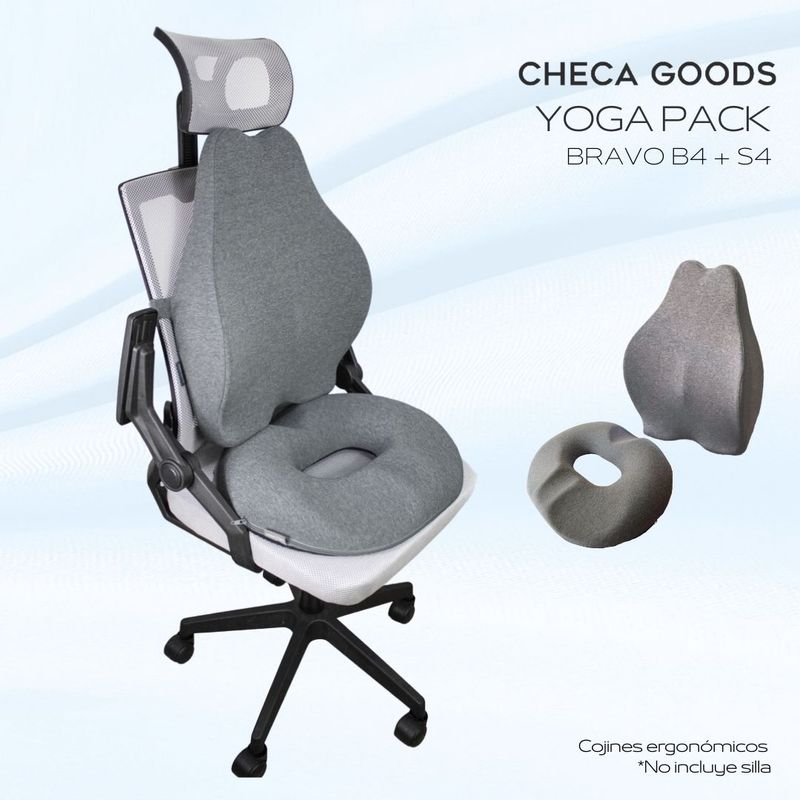 CHECAGOODS - Pack DELUXE Cojín Antihemorroides y Espaldar Ergonómico Checa Goods