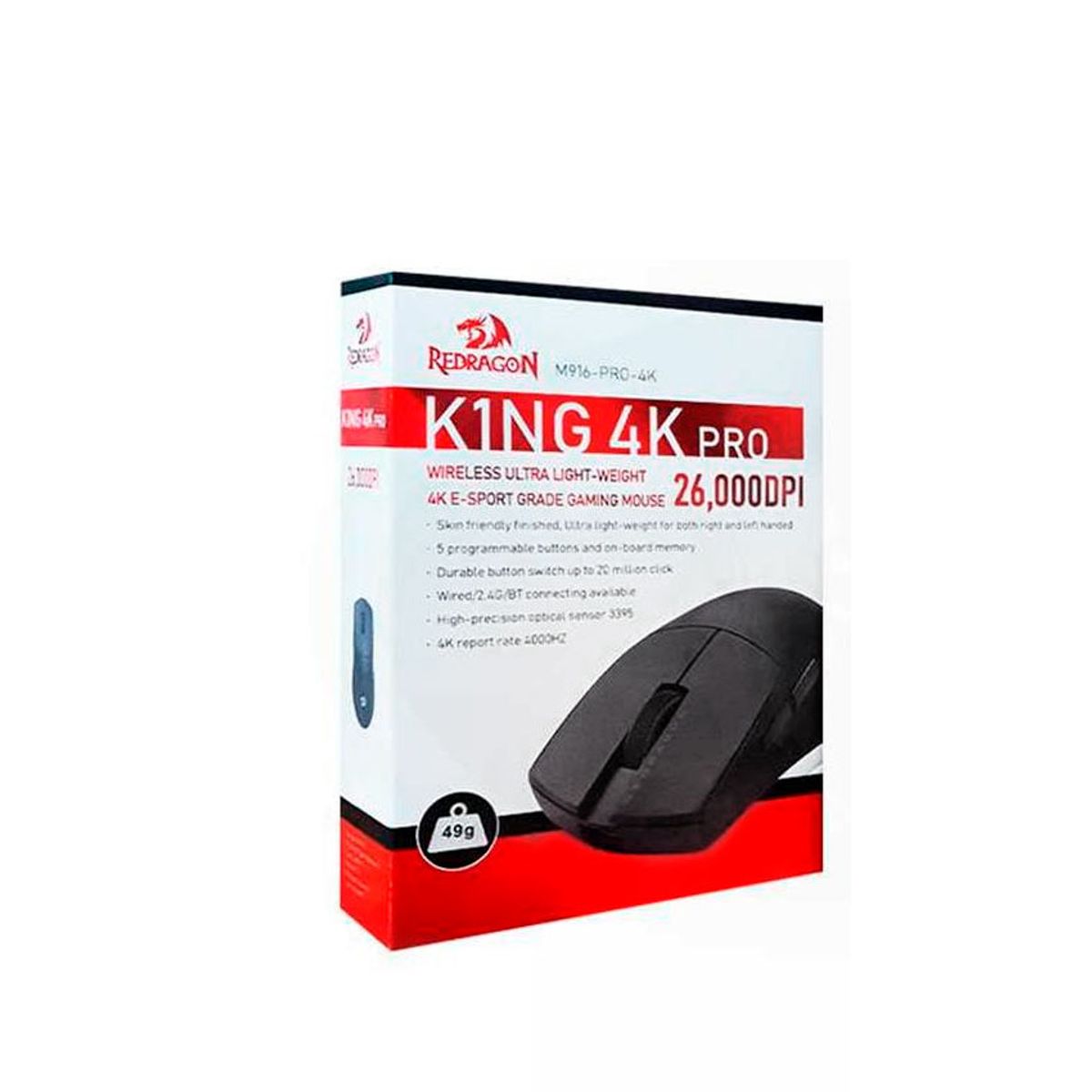 REDRAGON - Mouse Gamer Redragon K1NG PRO (4K Hz) Wireless 49 Gramos
