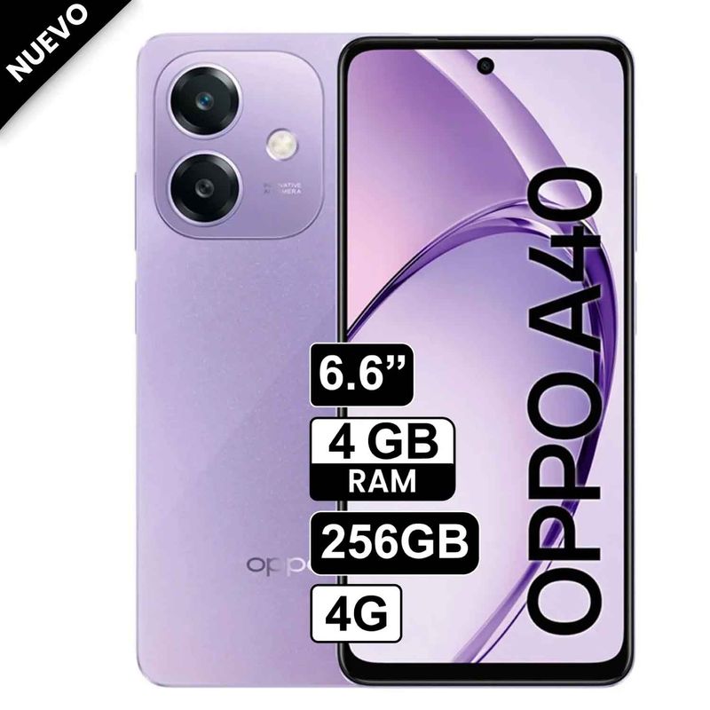OPPO - Celular OPPO A40 4G 256GB 4GB RAM 66 cámara principal 50MP + 5MP Lila Open Box