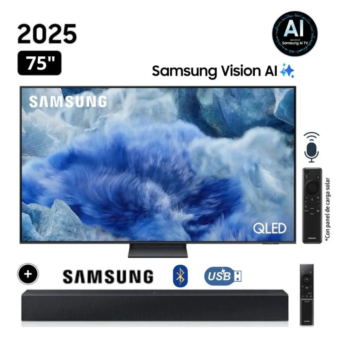 SAMSUNG - Televisor Smart TV Samsung 75 QLED Q8F Vision AI 2025 + Soundbar Samsung