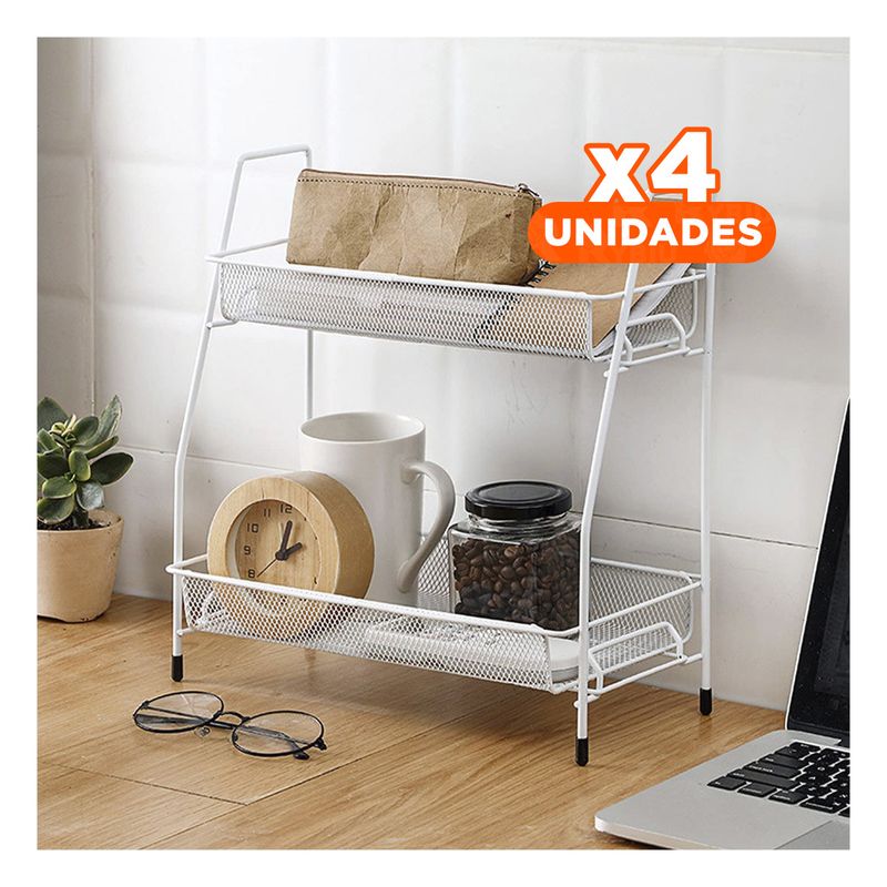 GENERICO - Pack4 Estante Sencillo 2 N en Blanco Y+Regalo Stickers