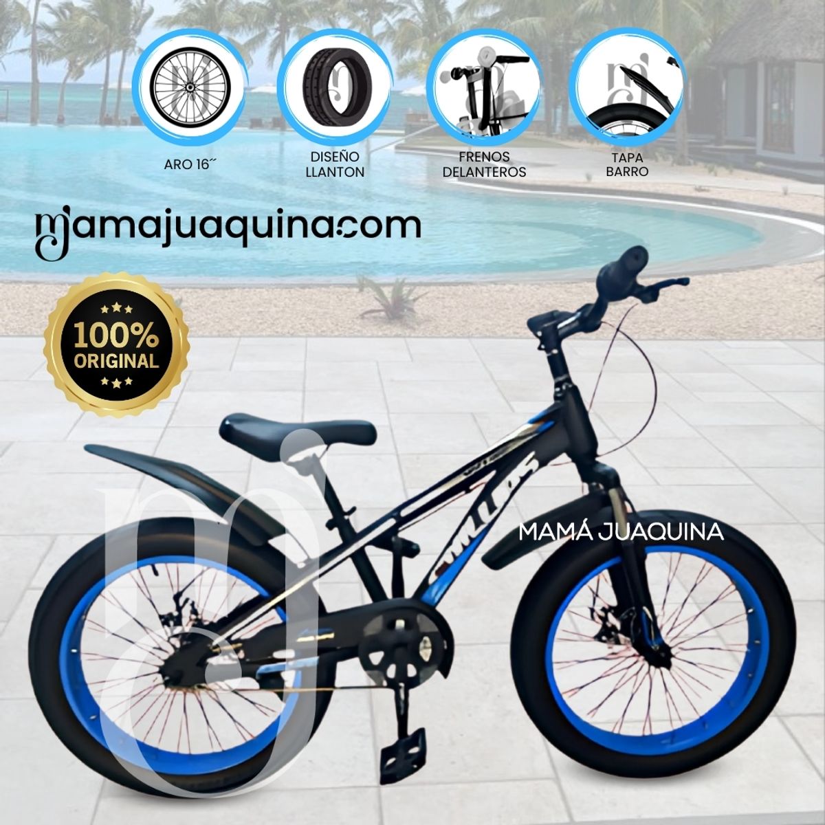 Velox - Bicicleta Deportiva Aro 16 «PHILLIPS» Llantas Anchas Blue