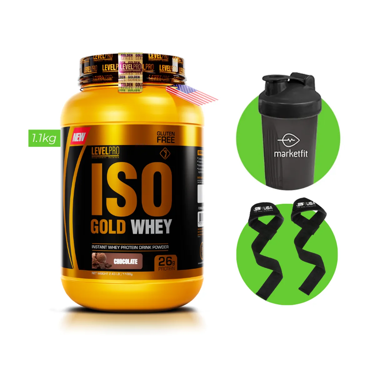 LEVEL PRO - Iso Gold whey 1.1kg Chocolate  LEVEL PRO  + regalos