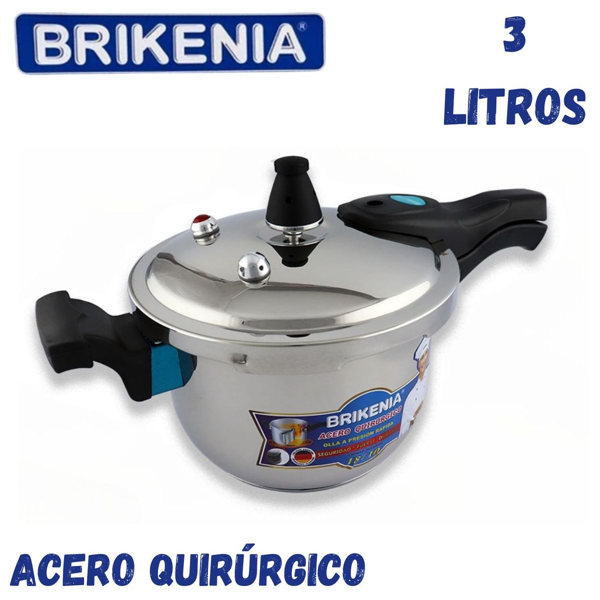 GENERICO - Olla a Presión Brikenia BK - P35L- 1A  Acero Inoxidable 3 Litros