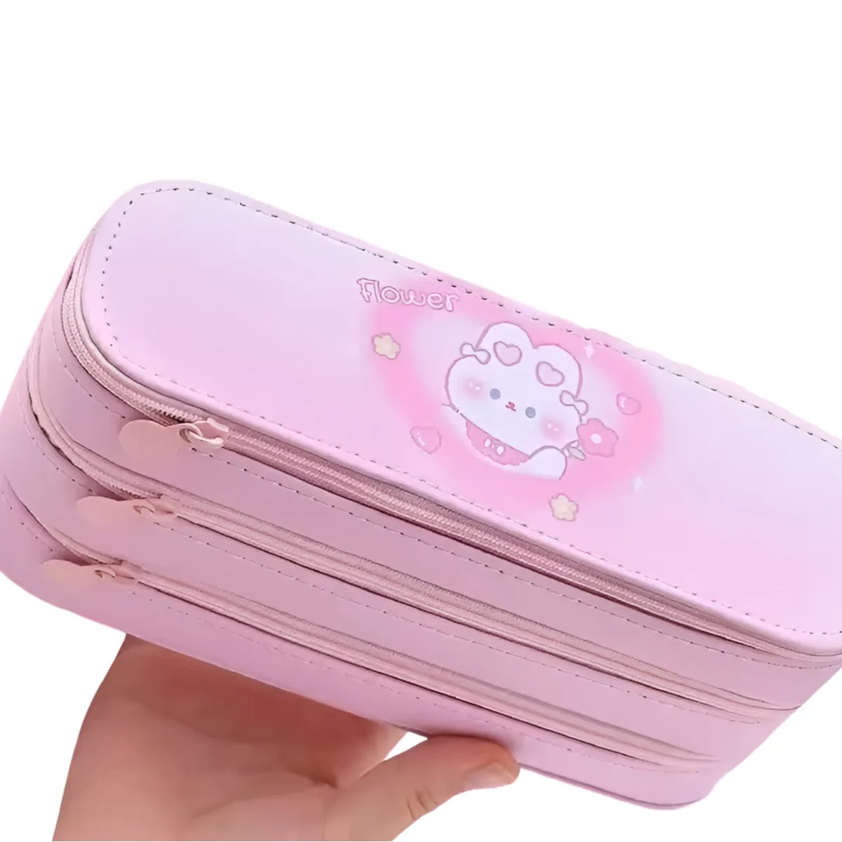 GENERICO - Cartuchera Kawaii de 3 Niveles Espaciosa Rosada