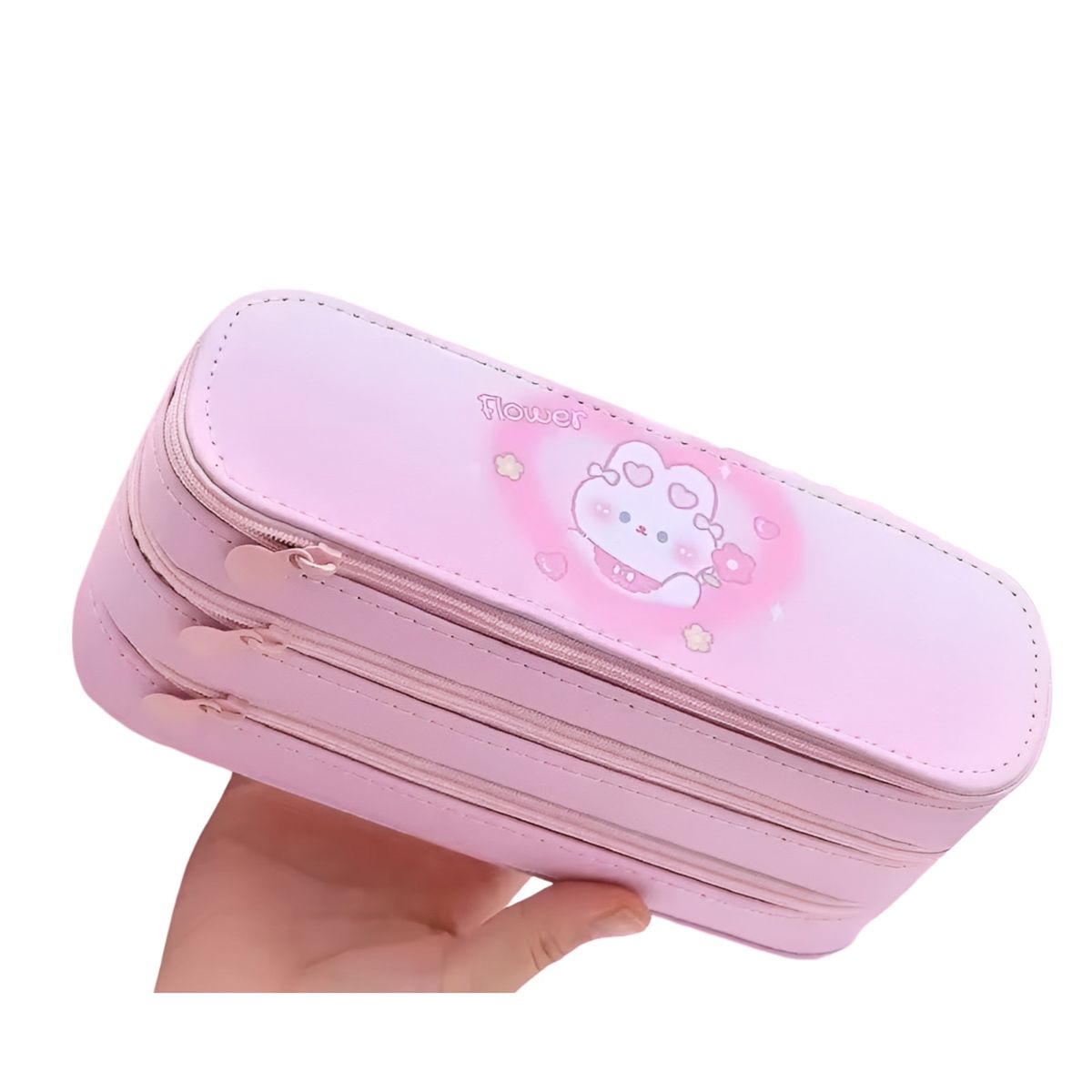 GENERICO - Cartuchera Kawaii de 3 Niveles Espaciosa Rosada