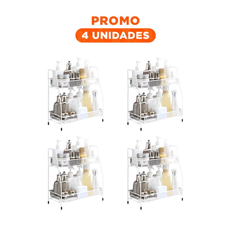 GENERICO - Pack4 Mueble Resistente de Hogar 2 Compartimentos en Blanco