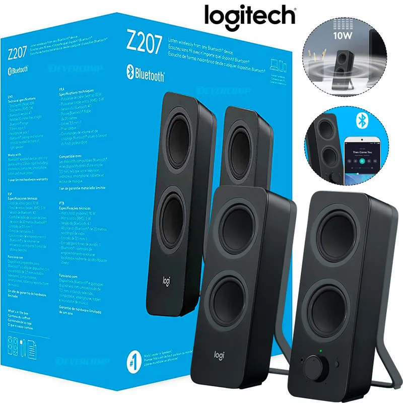 LOGITECH - Parlantes Logitech Z207 Bluetooth Estéreo Compacto y Potente