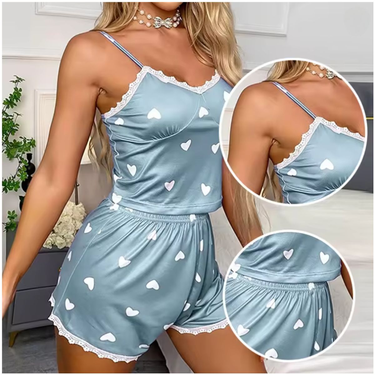 INSPIRA MARKET - Pijama Verano 2 piezas Diseño Corazones Mujer