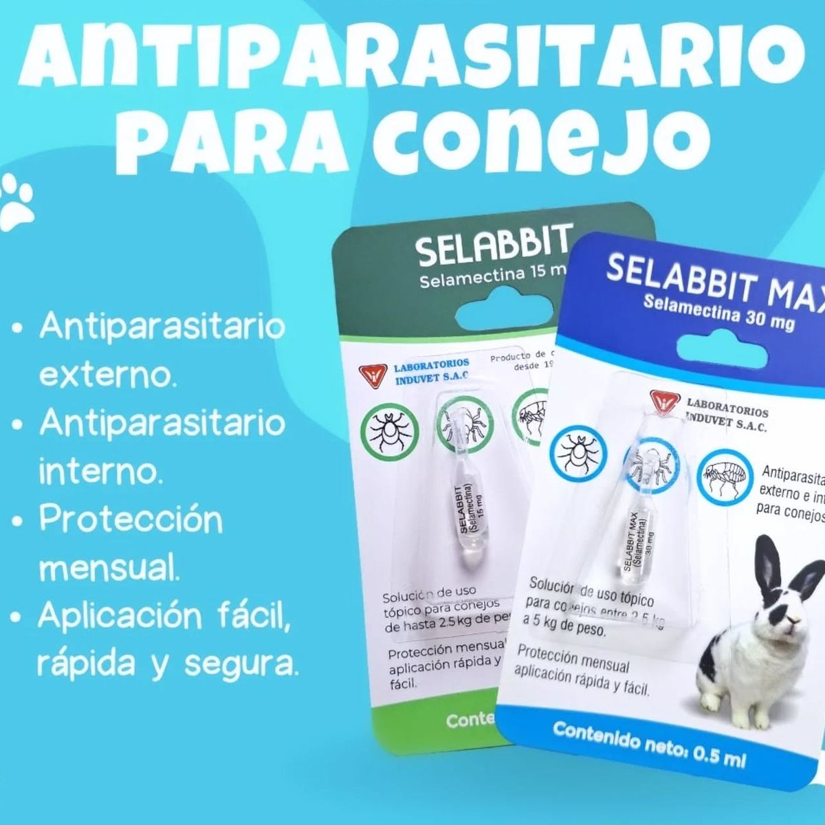 GENERICO - Selabbit MAX Pipeta Antipulgas para Conejo Antiparasitario