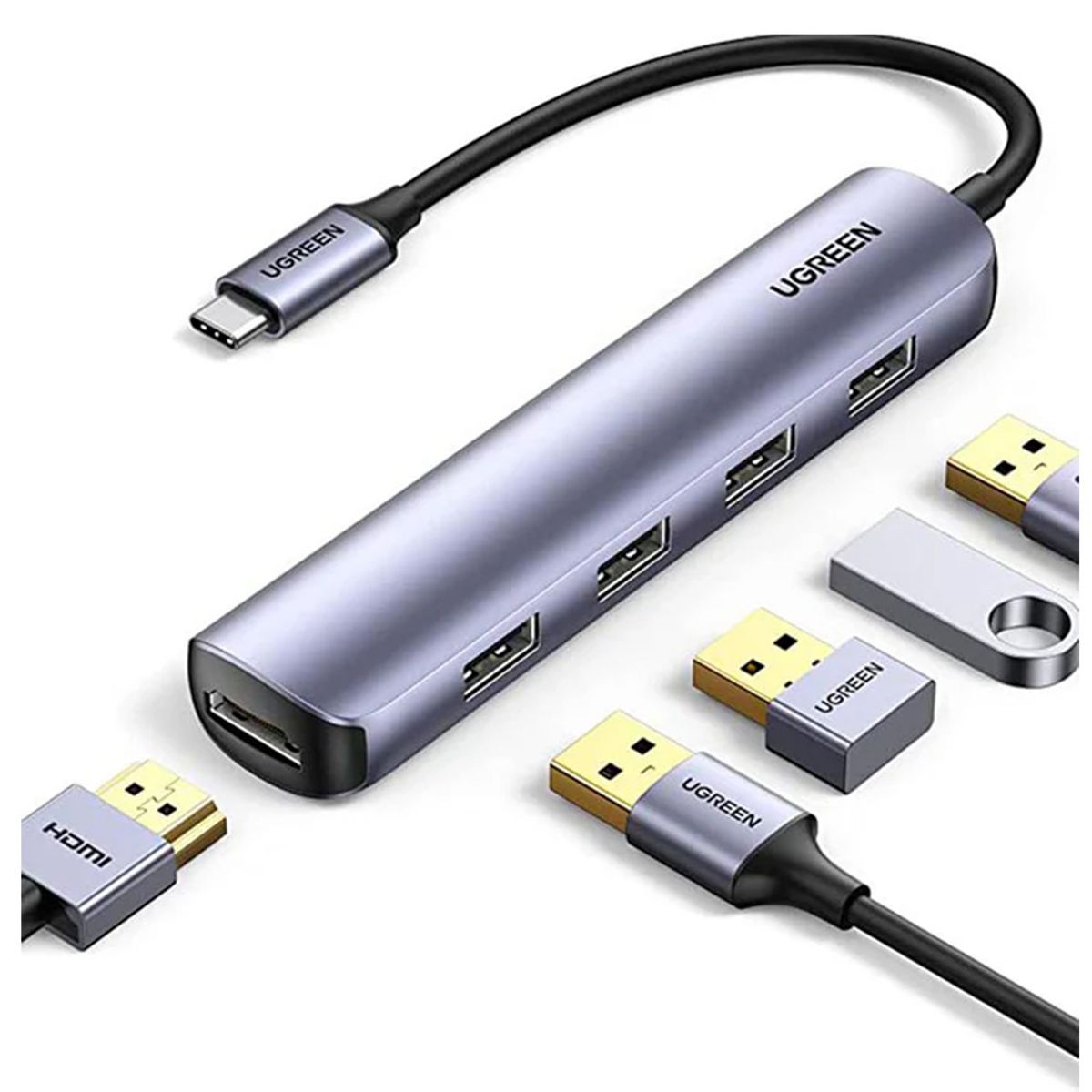 UGREEN - HUB UGREEN 5 EN 1 USB-C A 4 PUERTOS USB 3.0 Y HDMI CM417/20197
