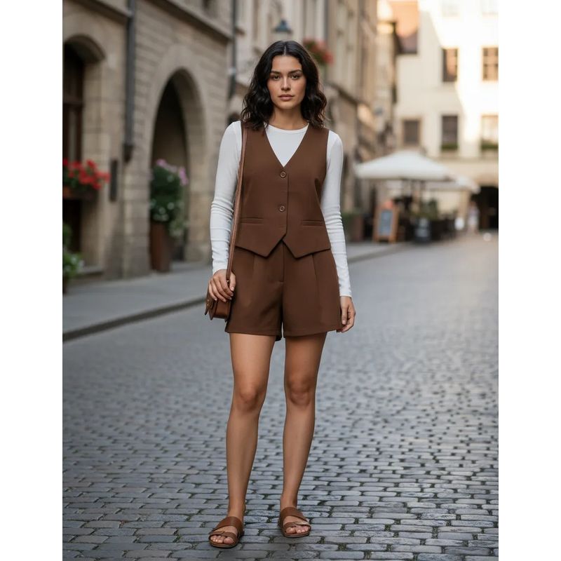 GENERICO - Conjunto sastre para dama short y chaleco
