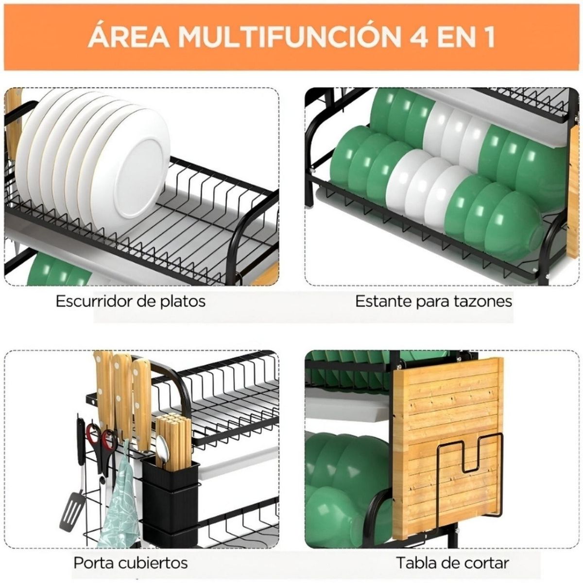 MINARI - Escurridor Estante Organizador de Platos para Cocina Porta Cubiertos 16E
