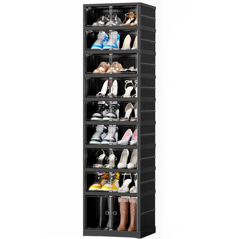 GENERICO - Zapatera Plegable De 9 Niveles/18 Pares - Color Negro