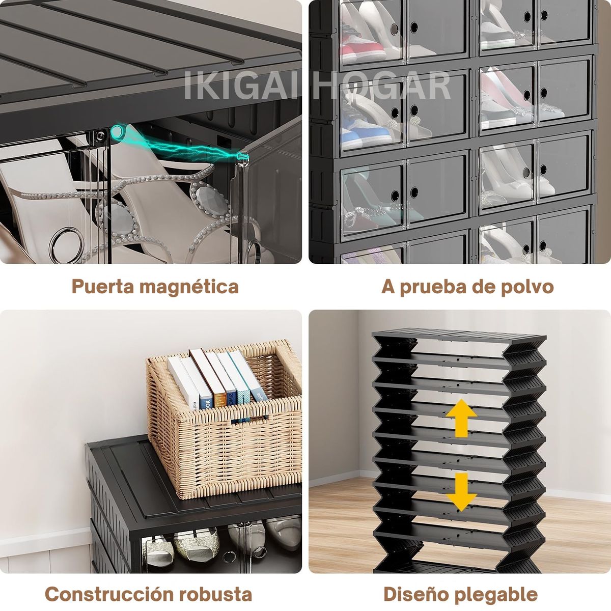 GENERICO - Zapatera Plegable De 9 Niveles/18 Pares - Color Negro