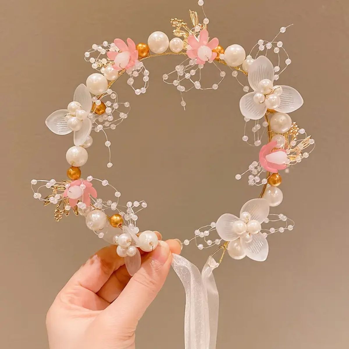 GENERICO - CORONA  PARA NIÑA  DE BAUTIZO Y PRIMERA COMUNION - ROSADO