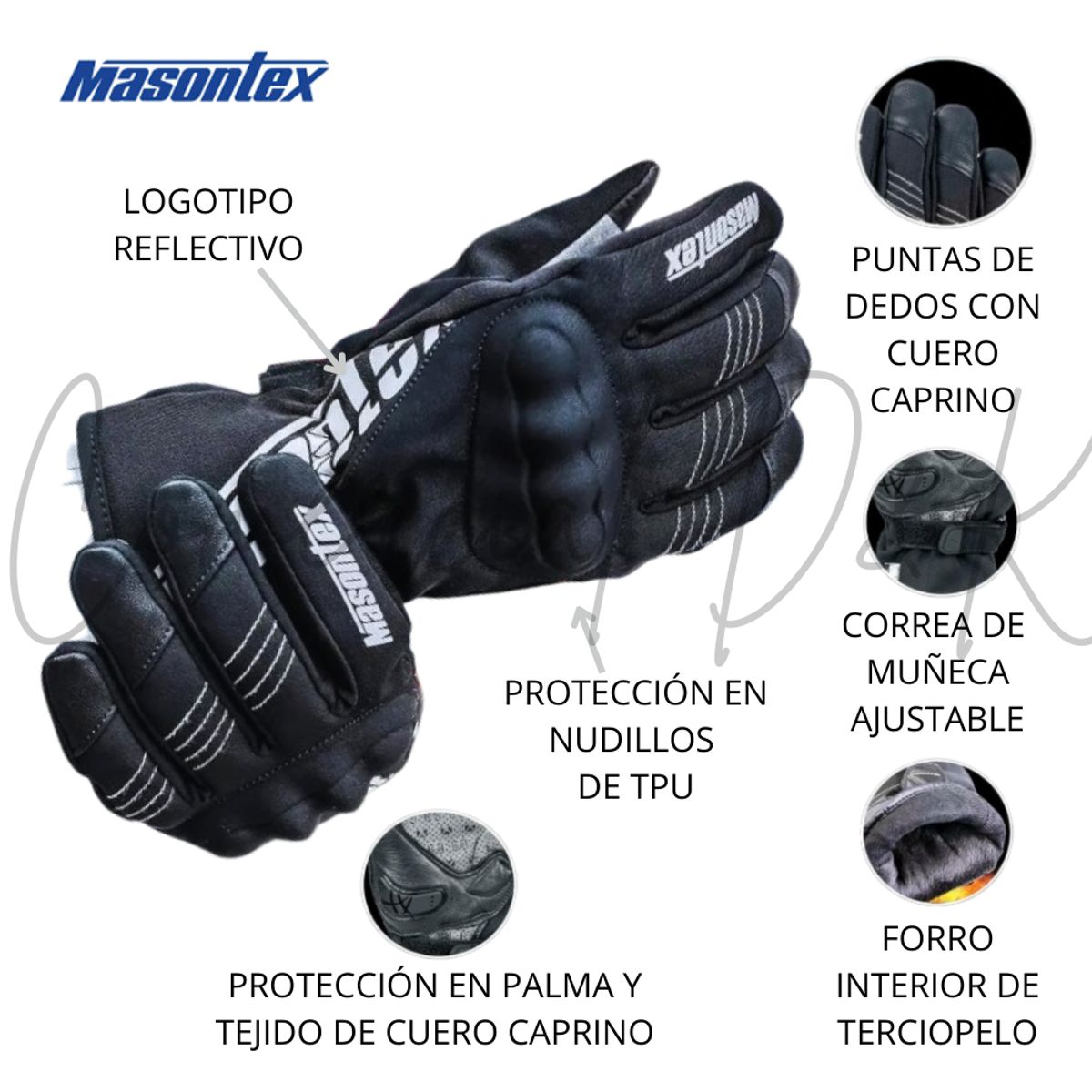 GENERICO - GUANTES MASONTEX M36 NEGRO TALLA M MOTOCICLISMO