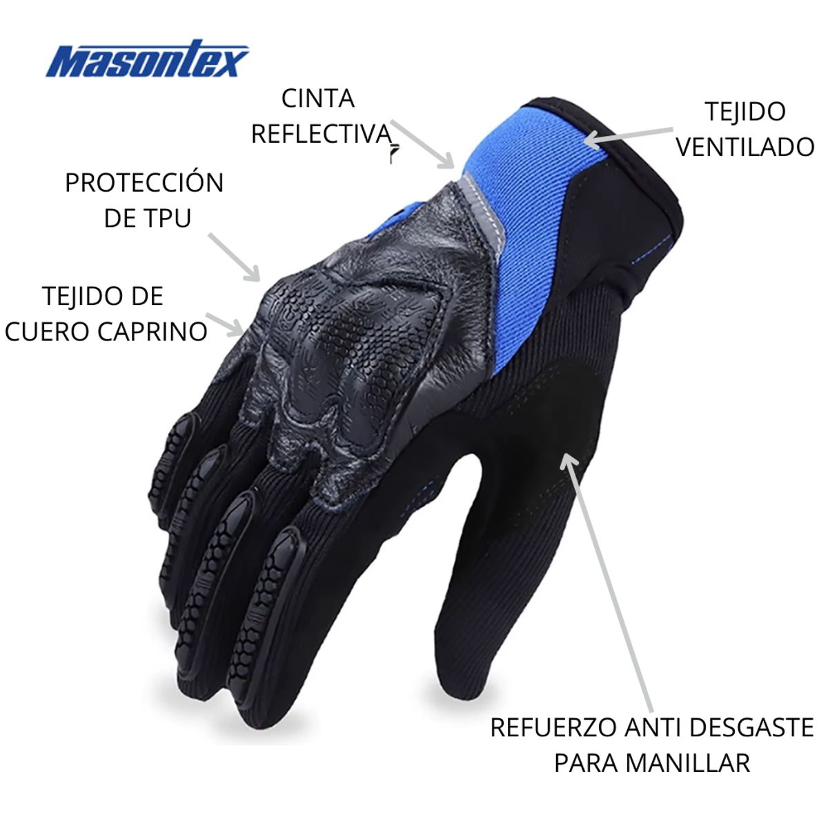 GENERICO - GUANTES MASONTEX M30 AZUL TALLA M MOTOCICLISMO