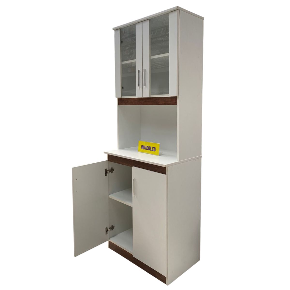 TEMEL - Repostero de Cocina Blanco-Caramelo con amplio almacenamiento - TEMEL