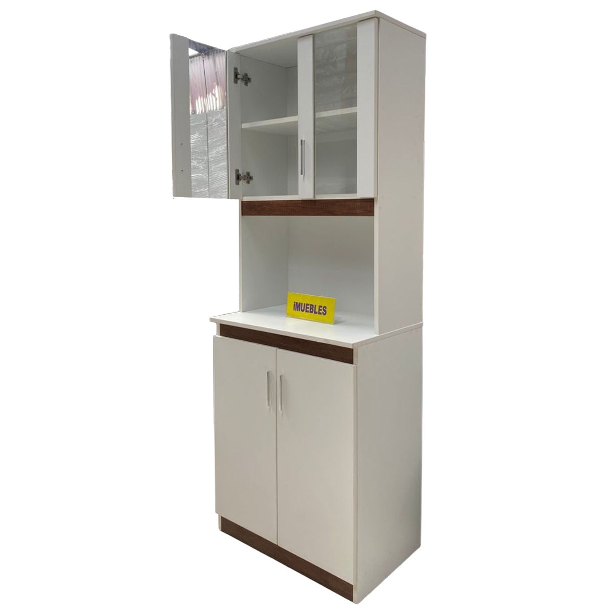 TEMEL - Repostero de Cocina Blanco-Caramelo con amplio almacenamiento - TEMEL