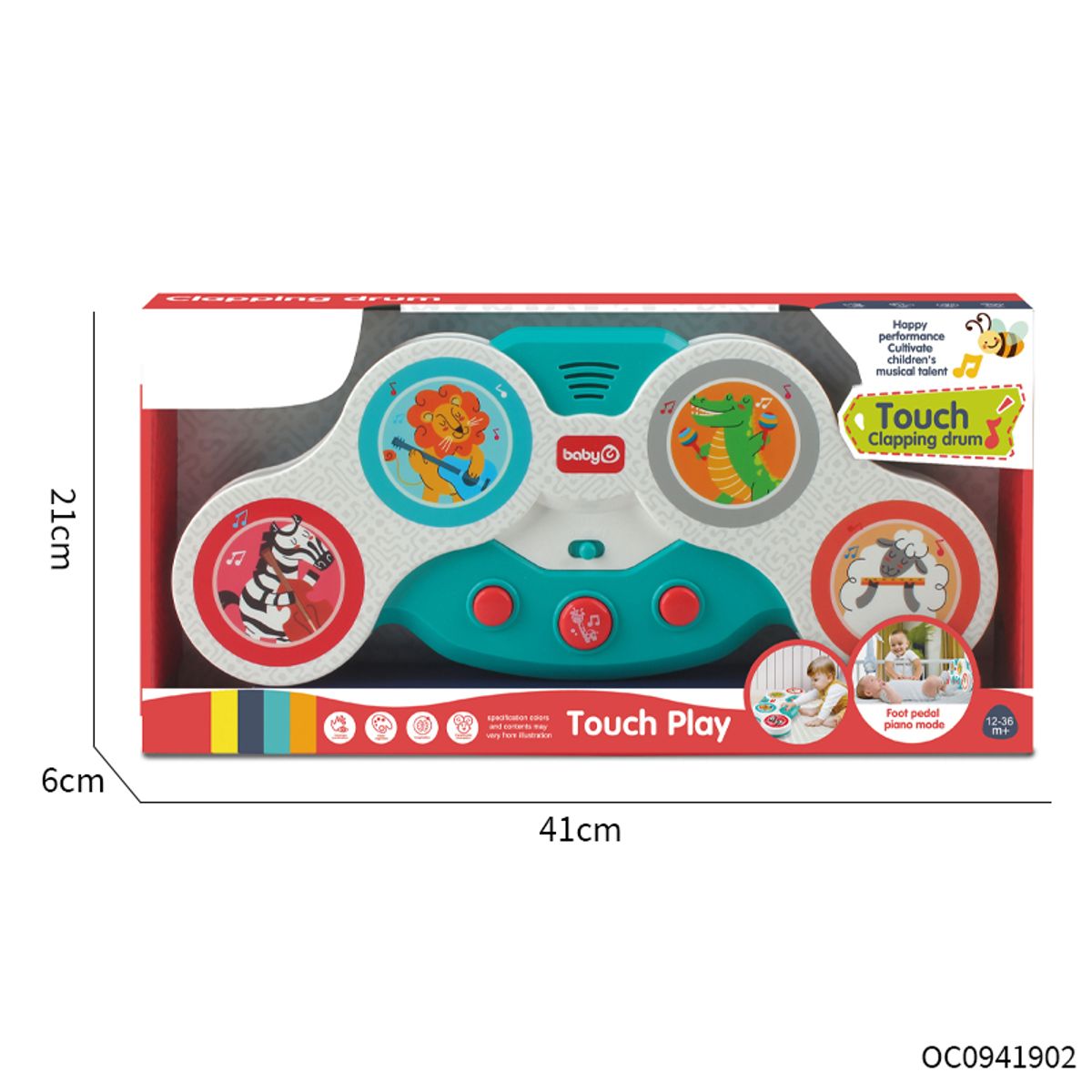 GENERICO - Piano Tambor Musical Animales - Rosado