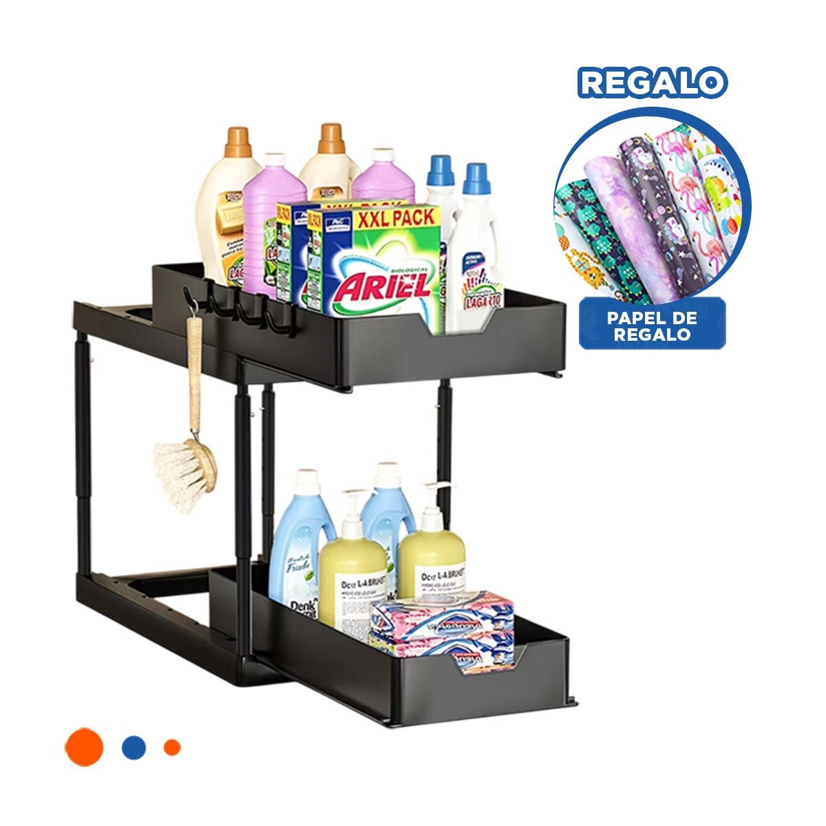 GENERICO - Estante Minimalista y Simple 2 N en Negro Y+Papel de Regalo